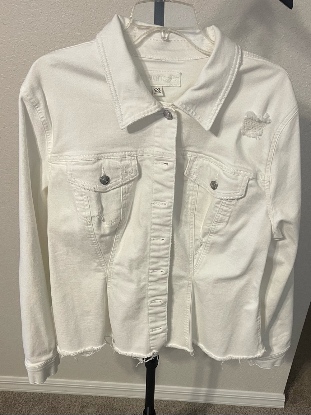 Maurices White Distressed Denim Jean Jacket
